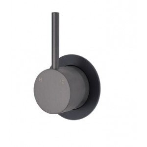 Kaya Up Wall Mixer, Gun Metal, Small Round Matte Black Plate